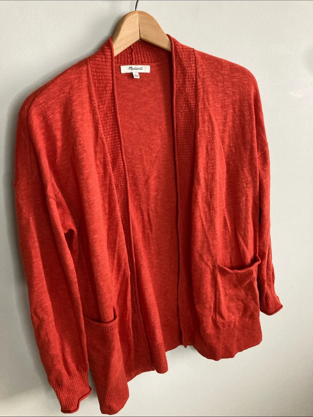 Madewell Bradley Open-Front Burnt Orange Cardigan, Women’s Size Small